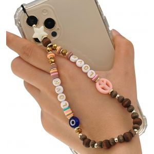 Kal-Bracelet De Téléphone Avec Perles Smiley - Style Bohème - Pour Femme - Neuf