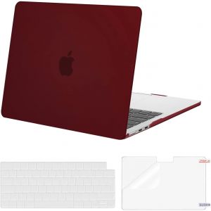 Coque Compatible Avec Macbook Air M4 M3 M2 13 Pouce A3240 A3113 A2681 2022 2023 2024 2025,&Eacute;tui Rigide Housse De Protection Pour Macbook Air 13,6 &Clavier&Protecteur D'&Eacute;cran,Bourgogne - Neuf
