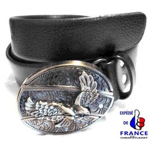 Ceinture Biker / Ceinturon Noir &Agrave; Boucle Amovible Avec Couteau Int&eacute;gr&eacute; - Aigle Pygargue West Coast Choppers Customs Motard Moto Harley Sons Anarchy Rock Metal Usa - - Neuf