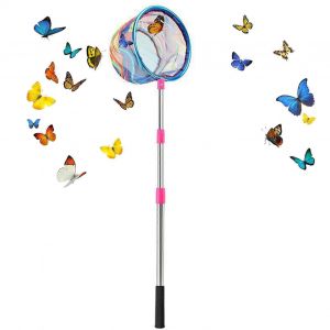 Filet De Pêche Télescopique Poignée En Acier Inoxydable Poignée Antidérapante Enfants Grenouille Attraper Net Papillon Net 9.84x11.81 Pouces Bleu - Neuf