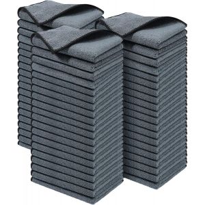 Kalanka-Chiffon De Nettoyage En Microfibre, Lot De 60 Chiffons Microfibre, Doux, Anti-Rayures, Ultra Absorbants, &Agrave; S&eacute;chage Rapide, Pour Cuisine, Salle De Bain, 30 X 20 Cm, Couleur Gris - Neuf