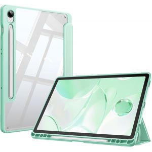 JGD-Coque pour Samsung Galaxy Tab S10 Lite 10.9 Pouces 2025 et Galaxy Tab S10 FE/S9 FE 10.9&iquest;/S9 11&iquest;, Housse Arri&egrave;re Transparente Claire Etui Antichoc Veille/R&eacute;veil Auto, Vert Claire - Neuf