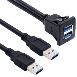 MEVRONISSHOP-I05C C&acirc;ble d'extension USB 3.0 pour tableau de bord &iquest; 2 x USB 3.0 m&acirc;le vers femelle femelle pour voiture, bateau, moto - Neuf