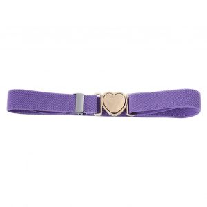 Ceinture Unisexe Avec Bande De Couleur Contrastée, Boucle En Forme De C?ur Métallique, Ceinture Légère, Bande Élastique Réglable, Sangle De Taille Pour Fille, Pour Les Fêtes, Usage Quotidien-Violet - Neuf