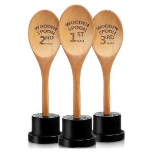 3 Pièces Cuillère D'or Prix Trophées Ensemble Chili Cuisiner Hors Cuillère En Bois Prix En Bois Gravé Avec Trophée Base Cuisson - Neuf