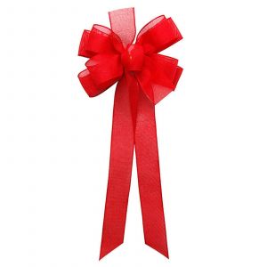 Arbre De Noël Topper Buffalo Plaid Rouge Noir Toile De Jute Arc Décoratif - Neuf