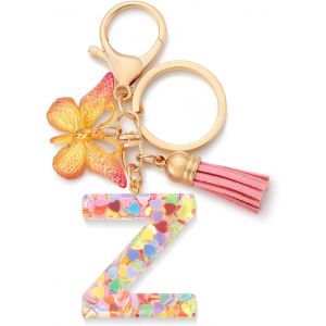 KAL-Porte-Cl&eacute;s Avec Initiales Pour Filles Et Femmes, Rose, Mignon Papillon En Forme De Coeur, Pour Sac &Agrave; Dos, Cartable - Neuf