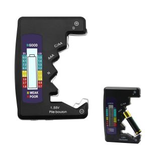 KALANKA-Mini testeur de batterie ABS Contrôleur de batterie avec écran LCD pour batterie de type d, Universel Testeur de Piles Numérique Digital pour lr44 C D N 9V 1.5V Piles Bouton(noir) - Neuf