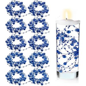 Bleu Perles Decoration Vase, 10 Pi&egrave;ces Perles D'eau Bougies Flottantes Perle D'eau, Bougie Flottante Pour Vases, Remplisseurs De Bouteilles D'eau, Mariages, D&eacute;corations De Centres De Table (1.3m) - Neuf