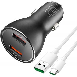 Chargeur Voiture Usb 80w Supervooc+Qc30w,Chargeur Voiture Rapide Avec Câble Usb Type C Pour Supervooc Charge Pour Oppo Find X5 X3/2 Neo/Pro/Reno 8/7/6/5 Pro,Realme Gt Neo 2 Pro,Oneplus 11 Nord 2 - Neuf