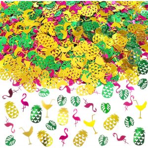 Confettis Hawaïens Décorations de Fête, Confettis Hawaïens Tropical Confettis Ananas Confettis Flamant Confettis Feuille de Palmier Confettis de Hawaïens pour la Décoration de Table de Hawaïens - Neuf