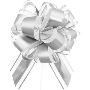 Kal-5 Noeuds &Agrave; Tirer, Noeuds De 7 Pouces Pour Emballage Cadeau, Noeuds Argent&eacute;s Pour Emballage Cadeau, Grands Noeuds Pour Emballage Cadeau (Argent) - Neuf