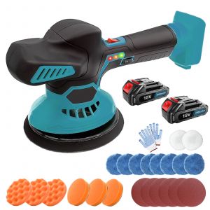 Polisseuse &eacute;lectrique sans fil,polisseuse automobile avec deux batteries de 3000 mAh,Ponceuse &agrave; main,contr&ocirc;le variable &agrave; 6 vitesses,kit de polissage &agrave; poign&eacute;e unique,adapt&eacute;e au pon&ccedil;age et au polissage - Neuf