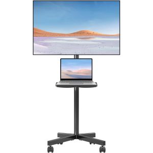 Ulteronixshop-Support TV roulettes pour T&eacute;l&eacute;viseur LCD/LED de 21 &agrave; 60"" avec Tablette, Support TV sur Pied avec roulettes, R&eacute;glable en Hauteur, Support Tele sur Pied jusqu'&agrave; 35 kg Max. VESA 400 x 400 - Neuf