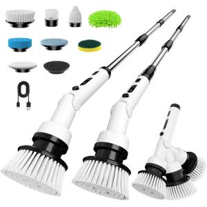 Ulteronixshop-Brosse Nettoyage Electrique Rotative -Brosse de Nettoyage Electrique avec 8 T&ecirc;tes, 3 Vitesses Manche Extensible Rechargeable Brosse Nettoyage pour Salle de Bain, Cuisine et Voiture - Neuf