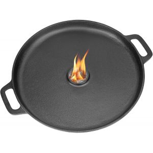 Ulteronixshop-Onlyfire Plaque de Cuisson en Fonte pour Cuisine Ext&eacute;rieure et BBQ, Plaque Plancha Ronde de 35 cm avec Poign&eacute;e pour Rocket Stove, Barbecue et Four &agrave; Fus&eacute;e - Neuf