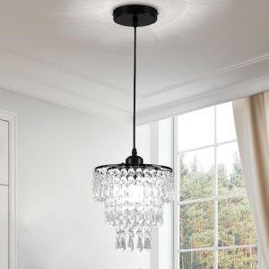 KAL-Lustre Noir Petit Lustre De Plafond Chambre Pour Les Filles Lustre En Cristal Moderne Goutte De Pluie Couloir Salle À Manger Chambre D'Enfants - Neuf