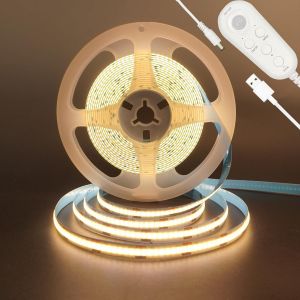 Chenquansarl-Motion Sensor Dimmable Flexible Led Strip Lights, 9,84ft/3m, Blanc Chaud, 3 000 K Bright Lights, 8 Mm De Large, 320 Leds/M, Non Étanche Ip 20, Usb Powered 5 V Pour Placard, Cabinet - Neuf