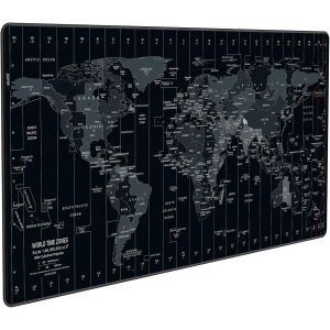 Tapis De Souris Gaming Mouse Pad Multifonction Xxl Grand Sous Main Bureau 900X400 Avec Design Personnalisé Pour Jeux Et Bureau - Noir Map Monde - Neuf