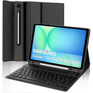 Coque Clavier Pour Samsung Galaxy Tab S10 Fe/S9 Fe 10.9""/S9 11"", Azerty Français Housse Clavier Bluetooth Détachable Avec Porte Crayon Pour Samsung Galaxy Tab S10 Fe 2025/S9 Fe/S9 2023, Noir[Z568] - Neuf