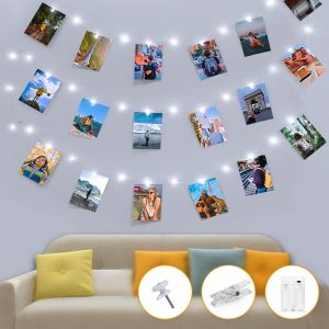 Guirlande Photo 50led Guirlande Lumineuse Interieur Photo Chambre Led Avec 30 Photo Clips Batterie Alimenté Guirlande Lumineuse Pince Photo Decoration Chambre Accroche Photo,Fête, Blanc Froid - Neuf