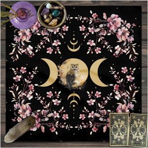 Sjzg-Nappe De Tarot Cartes De Tarot Nappe Lune Phases Fleurs Couverture Autel Spirituel Autel Tarot Tissu Sorcellerie Astrologie Nappe Carr&eacute;e Tapisserie Nappe C&eacute;leste Style 6 49 X 49 Cm - Neuf