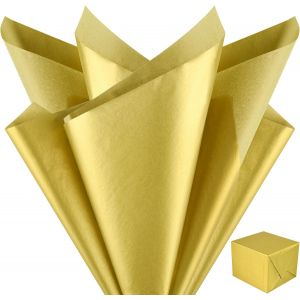 Papier De Soie M&eacute;tallis&eacute; Dor&eacute; Pour Sacs Cadeaux,60 Feuilles De Papier De Soie Dor&eacute; En Vrac Pour Emballage Cadeau De No&euml;l,Artisanat D'art,Anniversaire,D&eacute;coration De Mariage - Neuf