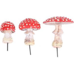Mevronisshop-D&eacute;coration De Jardin En Forme De Champignon, 3 Pi&egrave;ces Mini Statue De Champignon De Qui Brillent Dans Le Noir, D&eacute;cor De Imperm&eacute;able Pour Ext&eacute;rieur, Cour, Pelouse, Jardin F&eacute;erique, All&eacute;e, - Neuf