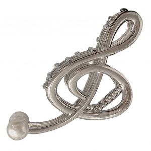 Pince À Cheveux En Forme De Note Musicale, Fausse Perle, Pince À Cheveux, Pommeau Arrière, Douche, Accessoire Décoratif Pour Cheveux-Argent - Neuf