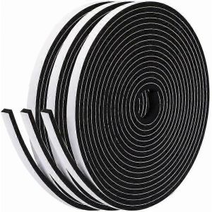 Joint de porte fenêtre Joint de bande de mousse autocollante 3 rouleaux x 10mm x 10mm x 5m - Mousse noire Film blanc - Neuf
