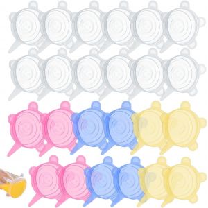 JEXNOVASHOP-Couvercle boite de conserve pot confiture yaourt la laitiere adaptables ecologiques reutilisables sans BPA Lavage au lave-vaisselle (24 Pieces) - Neuf