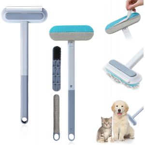 Jgd-3 In 1 Pet Hair Removal Tool,2 Pcs Animaux Hair Brush,R&eacute;utilisable Brosse Poils Chat,Brosse Vetement Anti Poils Pour V&ecirc;tements,Cheveux,Canap,Tapis,Literie,Glass - Neuf