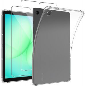 KALANKA-Coque pour Samsung Galaxy Tab A11 Tablette 8.7 Pouces + [2 Pi&egrave;ces] Verre Tremp&eacute;, Souple Silicone Protection &Eacute;tui, [Antichoc], [Anti-Rayures], Ultra Mince Transparente Housse Case - Neuf
