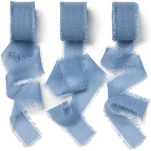 Mousseline De Soie Ruban Bleu 2.5 Cm X 18.9 M - Arc Ruban Bleu Foncé - Cadeau De Mariage - Neuf