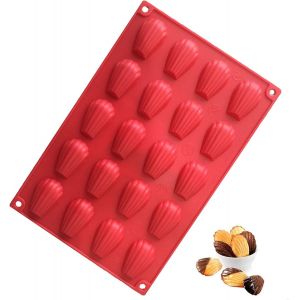 Kal-Seashell Mini Moule À Madeleine - Moule En Silicone Pour Muffins, 20 Trous Avec Revêtement Antiadhésif Pour Gâteaux, Chocolat, Bonbons Et Biscuits - Rouge - Neuf