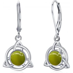 Kal-Boucles D'oreilles Créoles En Argent Sterling 925 Avec Pierre De Lune/Abalone -Boucles D'oreilles Pendantes En Forme De Goutte -Pour Femme Et Fille - Neuf