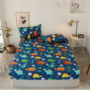 Letnerny-Drap-Housse Pour Enfants - 120 X 200 Cm - Motif Dinosaures - Avec Élastique - Convient Pour Garçons Et Enfants - Convient Aux Matelas Ayant Jusqu'à 30 Cm D'épaisseur - Neuf