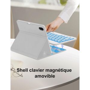 Clavier pour Honor Pad X8a 11 Pouces, AZERTY Fran&ccedil;ais Backlit Keyboard sans Fil, Bluetooth Removable Keyboard Case for Honor Pad X8a 11 Pouces, Gris Clair - Neuf