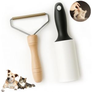 Jgd-Rouleau D'&eacute;pilation En Bois R&eacute;utilisable Pour Chats Et Chiens, Rasoir Portable Pour V&ecirc;tements, Tapis Et Tapis (Marron Cb 03) - Neuf