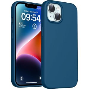 Maa-Coque Pour Iphone 14, Doublure Douce En Tissu Microfibre, Anti-Choc, Anti-Rayures, Coque En Silicone Pour Iphone 14 6,1 Pouces, Bleu Minuit - Neuf