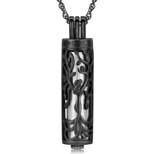 Trahoo-Collier Urne Cylindrique Pour Cendres, Ange, Arbre De Vie, Bijou Funéraire, Pendentif En Forme De Fiole Cylindrique Creuse, Bijou Souvenir Pour Homme Et Femme, Acier Inoxydable, Pas De - Neuf