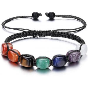 7 Chakra Cristaux Bracelet Guérison Chakra Pierre Tressé Bracelets De Pierres Précieuses Pour Les Femmes Yoga Méditation - Neuf