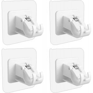 Lot de 4 supports de tringle &agrave; rideaux auto-adh&eacute;sifs pour tringle &agrave; rideau, supports muraux sans per&ccedil;age, pour la maison, la cuisine, la salle de bain (blanc) - Neuf