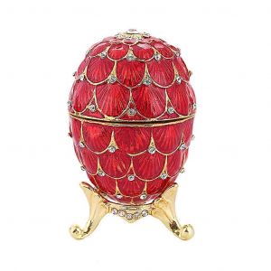 &Eacute;maill&eacute; Oeuf De P&acirc;ques Style D&eacute;coratif Charni&egrave;re Bijoux Bibelot Cadeau Unique Pour Les Femmes Filles 43x43x7cm - Neuf