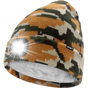 Nsiecd-Led Bonnet Lampe Frontale,Usb Rechargeable 4 Led Chapeau De Course Ultra Lumineux Lumi&egrave;re Hiver Chaud Polaire Doubl&eacute;e Tricot Bonnet Cadeaux Pour Hommes Et Femmes - Neuf