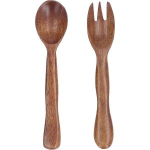 Ensemble De 2 Cuill&egrave;res Et Fourchettes En Bois R&eacute;utilisables Pour Salade Et Cuisine, Id&eacute;al Pour La Maison Et Les Voyages. - Neuf