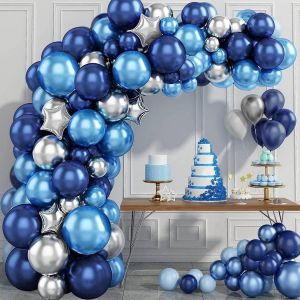 CAUC-Arche Ballon Bleu, 97 Pi&egrave;ces Kit Guirlande Ballon Bleu Marine et Ballons Argent&eacute;s, Arche Guirlande Ballons Bleu Argent pour D&eacute;coration Anniversaire, Baby Shower Gar&ccedil;ons, Bapteme, Mariage, Gradua - Neuf
