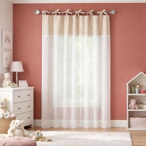 Rideau En Voile De Coton Avec Parement Imprim&eacute; - Neuf