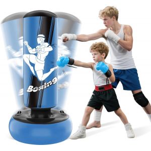 Sac De Frappe 160cm Gonflable Pour Enfants Avec Gants De Sac De Boxe Enfants Pour La Pratique Du Mma, Du Karat&eacute;, Du Taekwondo Et Pour Soulager L'&eacute;nergie De La Pentec&ocirc;te - Neuf