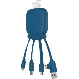 C&acirc;ble Multi Connecteurs Usb - Hub Usb 4 En 1- Chargeur Universel Et Batterie Externe 3000 Mah En Plastique Recycl&eacute; - Octopus Gamma - Bleu[CAB9165041] - Neuf